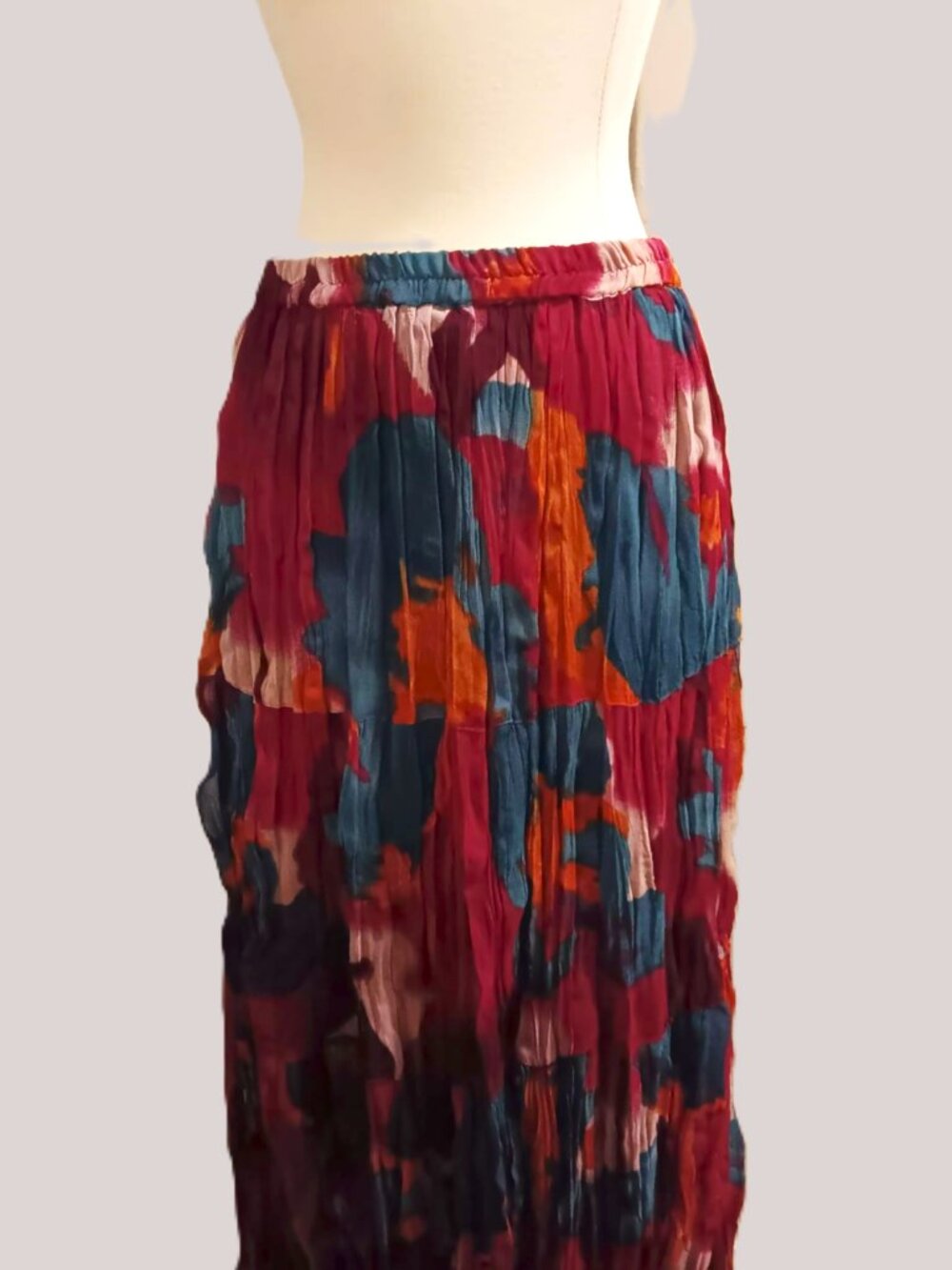 Skirt, maxi, crinkle, watercolor, Krazy Kats, made in India, S/M.